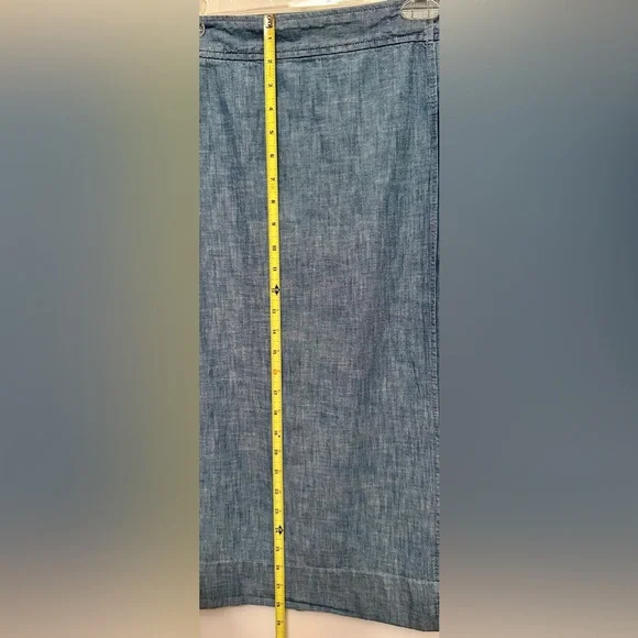 GAP Chambray Wrap Midi Skirt Small Light Blue Denim Look Casual Summer - Picture 8 of 8